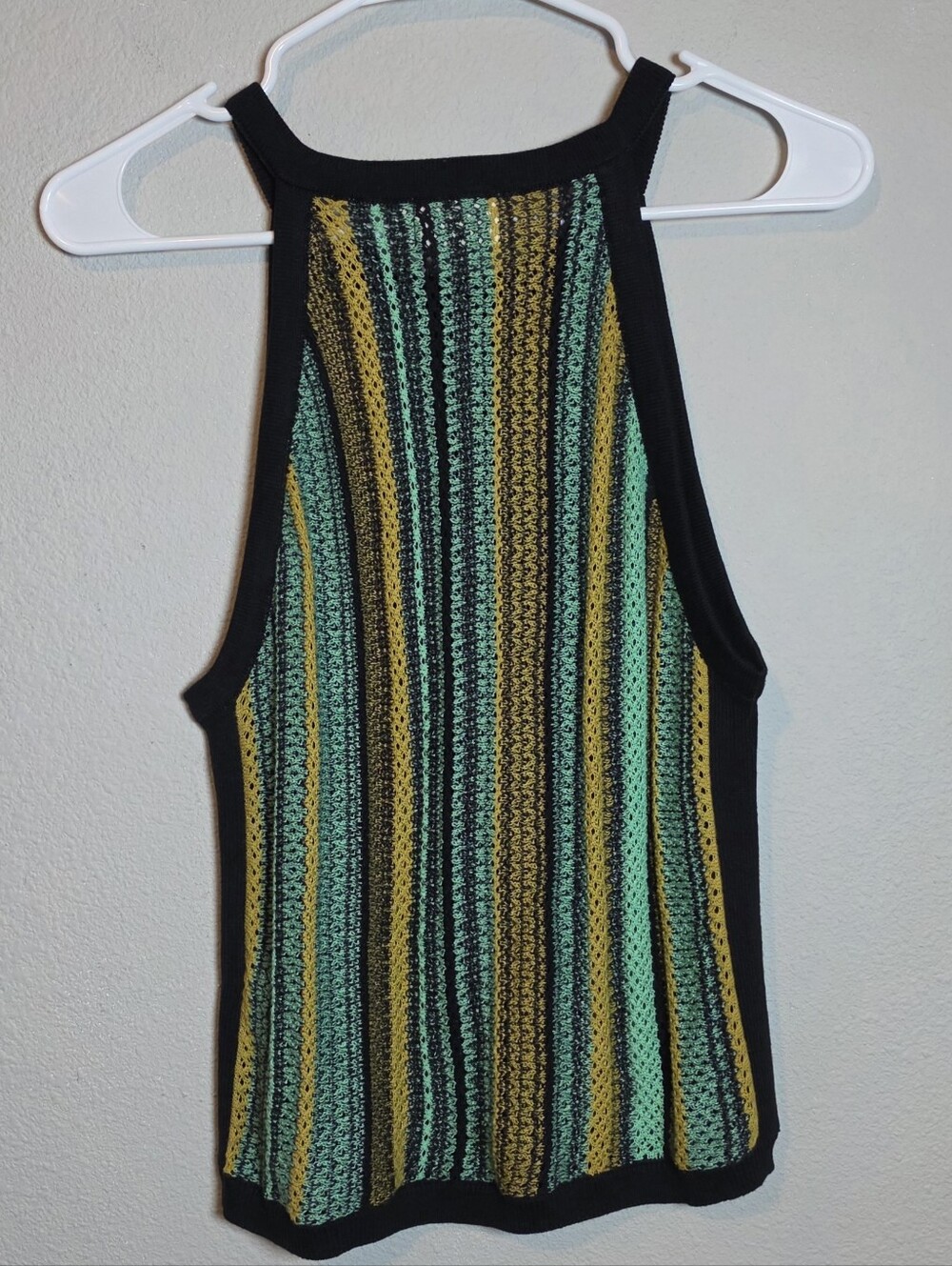 ​Nation LTD Mari Crochet Stripe Halter Top Size M Jungle Stripe Pima Cotton Boho - Picture 7 of 9